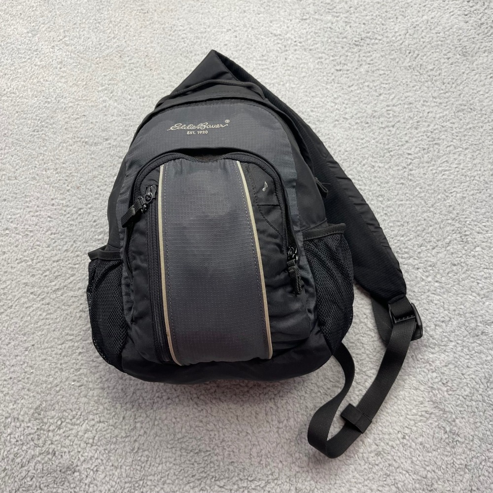 Eddie Bauer 063-0157 Vintage 2005 BLK/GRY Crossbody Shoulder Bag Sling Backpack